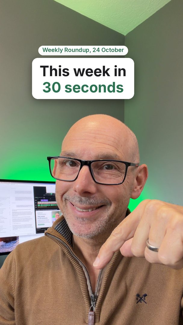 Darren pointing down, with the words This week in 30 seconds